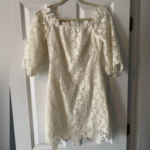 Astr Ivory Floral Lace Dress
